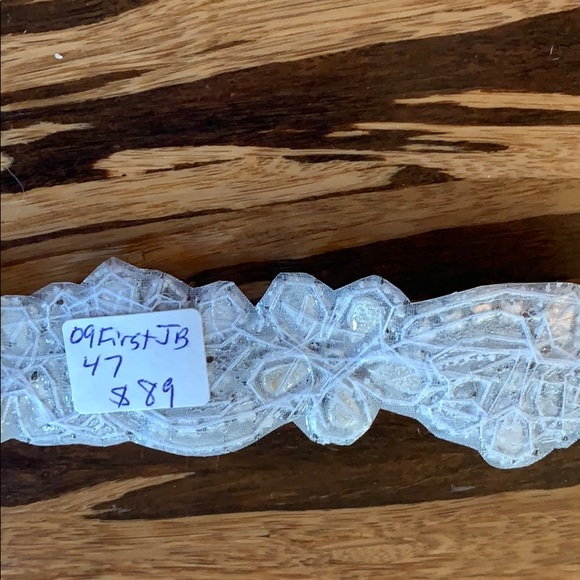 Ivory rhinestone belt with ribbon tie or headband main image 4